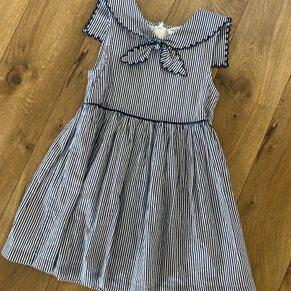 Minnow girls navy stripe sailor dress 7/8